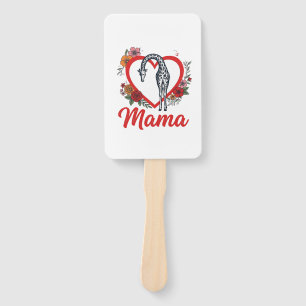 Vintage Giraffe Mama Floral Heart Shirt Design_1 Fächer