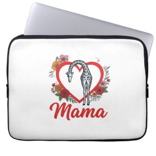 Vintage Giraffe Mama Floral Heart Shirt Design_1 Laptopschutzhülle