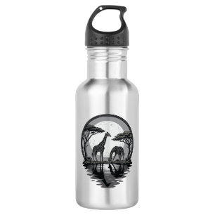Vintage-Giraffe-Mond-Silhouette-Safari-Vektor-Desi Edelstahlflasche