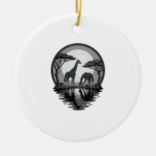 Vintage-Giraffe-Mond-Silhouette-Safari-Vektor-Desi Keramik Ornament