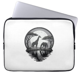 Vintage-Giraffe-Mond-Silhouette-Safari-Vektor-Desi Laptopschutzhülle