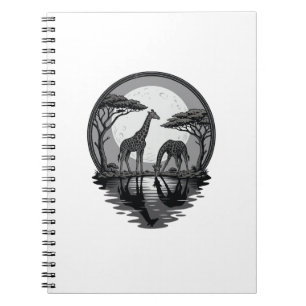 Vintage-Giraffe-Mond-Silhouette-Safari-Vektor-Desi Notizblock
