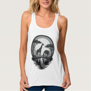 Vintage-Giraffe-Mond-Silhouette-Safari-Vektor-Desi Tank Top