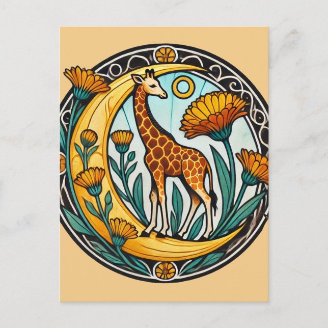 Vintage Giraffe Postkarte (Vorderseite)
