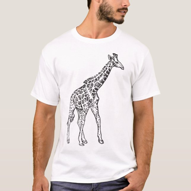 Vintage Giraffe Sketch T - Shirt - Artistic Wildli (Vorderseite)