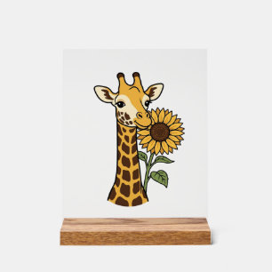 Vintage-Giraffe-Sonnenblume-Vektordesign_1 Acrylschild