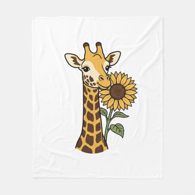 Vintage-Giraffe-Sonnenblume-Vektordesign_1 Fleecedecke (Vorderseite)