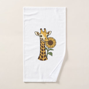 Vintage-Giraffe-Sonnenblume-Vektordesign_1 Handtuch