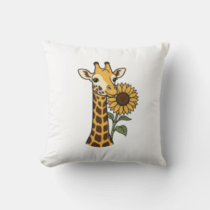 Vintage-Giraffe-Sonnenblume-Vektordesign_1 Kissen