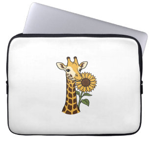 Vintage-Giraffe-Sonnenblume-Vektordesign_1 Laptopschutzhülle