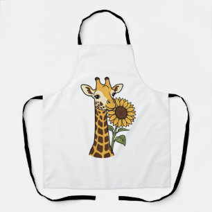 Vintage-Giraffe-Sonnenblume-Vektordesign_1 Schürze