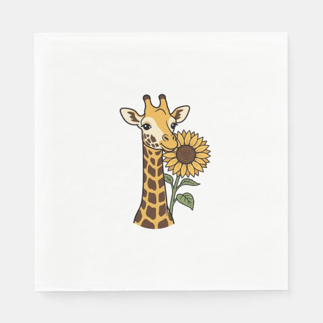 Vintage-Giraffe-Sonnenblume-Vektordesign_1 Serviette (Vorderseite)