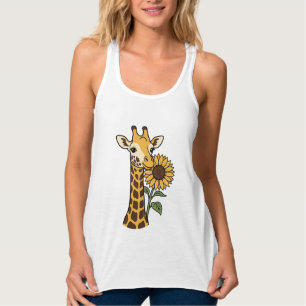 Vintage-Giraffe-Sonnenblume-Vektordesign_1 Tank Top