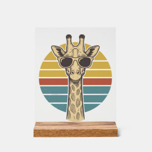 Vintage-Giraffe-Sonnenbrille Retro-Sonnenuntergang Acrylschild