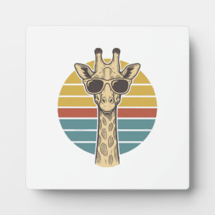 Vintage-Giraffe-Sonnenbrille Retro-Sonnenuntergang Fotoplatte