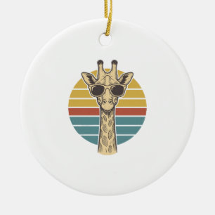 Vintage-Giraffe-Sonnenbrille Retro-Sonnenuntergang Keramik Ornament