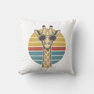 Vintage-Giraffe-Sonnenbrille Retro-Sonnenuntergang Kissen