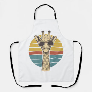 Vintage-Giraffe-Sonnenbrille Retro-Sonnenuntergang Schürze