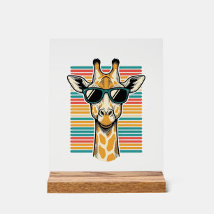 Vintage-Giraffe-Sonnenbrille Retro-Streifen-Vektor Acrylschild