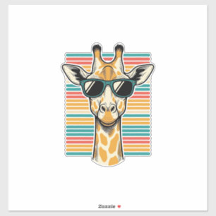 Vintage-Giraffe-Sonnenbrille Retro-Streifen-Vektor Aufkleber