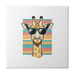 Vintage-Giraffe-Sonnenbrille Retro-Streifen-Vektor Fliese