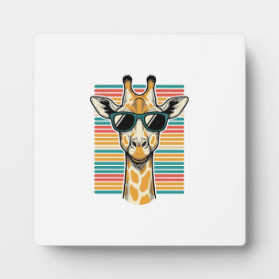 Vintage-Giraffe-Sonnenbrille Retro-Streifen-Vektor Fotoplatte