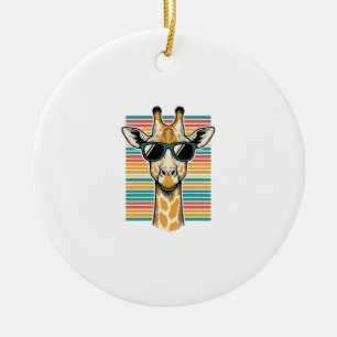 Vintage-Giraffe-Sonnenbrille Retro-Streifen-Vektor Keramik Ornament