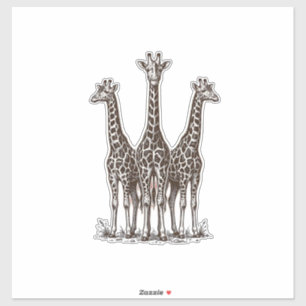 Vintage-Giraffe-Sonnenuntergang-Gravur-Safari-Shir Aufkleber