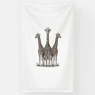 Vintage-Giraffe-Sonnenuntergang-Gravur-Safari-Shir Banner