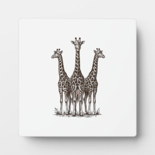 Vintage-Giraffe-Sonnenuntergang-Gravur-Safari-Shir Fotoplatte