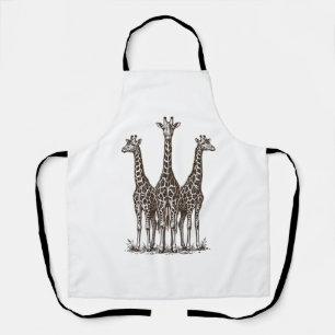 Vintage-Giraffe-Sonnenuntergang-Gravur-Safari-Shir Schürze