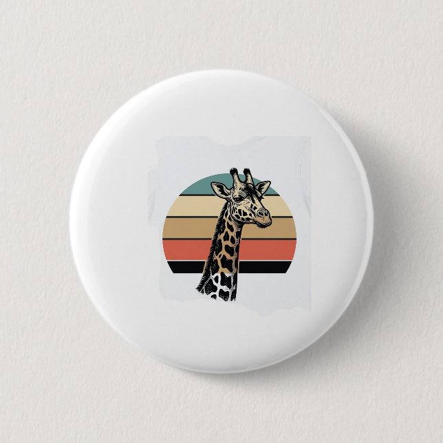 Vintage-Giraffe-Sonnenuntergang-Safari-Vector-Shir Button (Vorderseite)