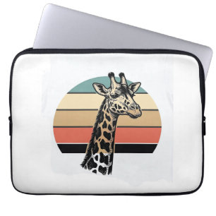 Vintage-Giraffe-Sonnenuntergang-Safari-Vector-Shir Laptopschutzhülle