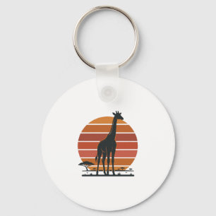 Vintage-Giraffe-Sonnenuntergang-Safari-Vector-Shir Schlüsselanhänger