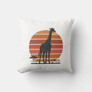 Vintage-Giraffe-Sonnenuntergang-Safari-Vektor-Shir Kissen