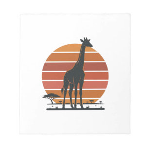 Vintage-Giraffe-Sonnenuntergang-Safari-Vektor-Shir Notizblock