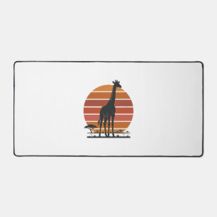 Vintage-Giraffe-Sonnenuntergang-Safari-Vektor-Shir Schreibtischunterlage