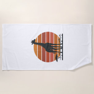 Vintage-Giraffe-Sonnenuntergang-Safari-Vektor-Shir Strandtuch
