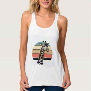 Vintage-Giraffe-Sonnenuntergang-Safari-Vektor-Shir Tank Top