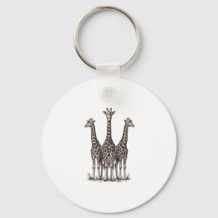 Vintage-Giraffe-Sonnenuntergangs-Stich-Safari-Shir Schlüsselanhänger