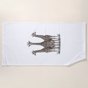 Vintage-Giraffe-Sonnenuntergangs-Stich-Safari-Shir Strandtuch