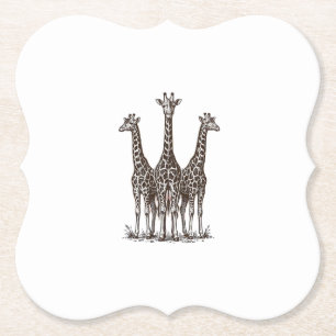 Vintage-Giraffe-Sonnenuntergangs-Stich-Safari-Shir Untersetzer