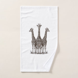 Vintage-Giraffe-Sonnenuntergangs-Stickerei-Safari- Handtuch