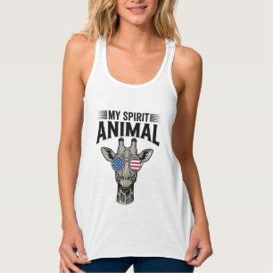 Vintage-Giraffe-Spirit-Animal-patriotisches-Shirt Tank Top