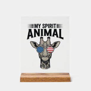 Vintage-Giraffe-Spirit-Tier-patriotisches-Shirt-De Acrylschild
