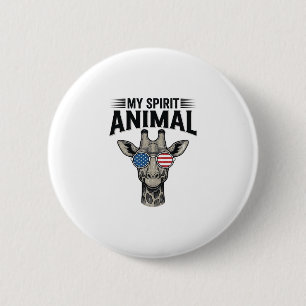Vintage-Giraffe-Spirit-Tier-patriotisches-Shirt-De Button