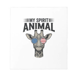 Vintage-Giraffe-Spirit-Tier-patriotisches-Shirt-De Notizblock