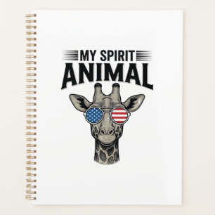 Vintage-Giraffe-Spirit-Tier-patriotisches-Shirt-De Planer