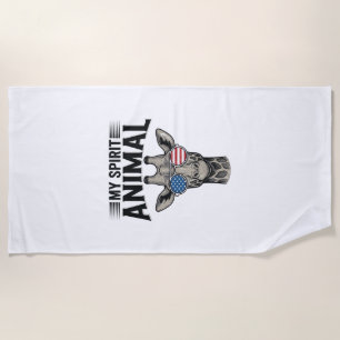 Vintage-Giraffe-Spirit-Tier-patriotisches-Shirt-De Strandtuch