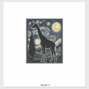 Vintage-Giraffe-Sternennacht-Gravur-Shirt_1 Aufkleber